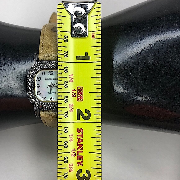 JUDITH JACK Swiss Movement MOP Face Marcasite Bezel Alligator Band Watch NWOT - Picture 11 of 17